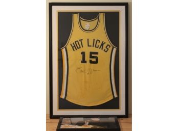 Beautifully Framed Hot Licks Basketball Jersey Signed By #15 Earl 'the Pearl' Monroe