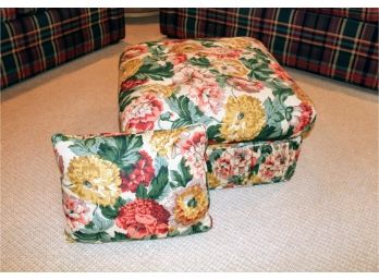 Floral Ottoman And Matching Pillow