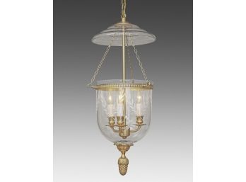 Bell Jar Lantern With Etched Leaves And Stars