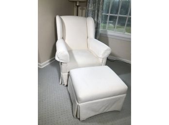 Beautiful (Swivel) White Club Chair And Ottoman By LEE INDUSTRIES - VERY Expensive