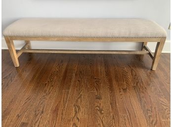 Linen & Hobnail  Upholstered Bench