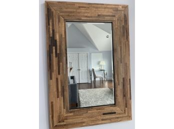 Large Wood Contemporary Mirror With Beveled Edge
