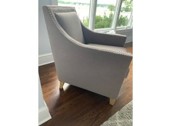 Contemporary Linen Side Chair With Hobnail Detailing