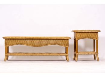 Pair Of Lacquered Rattan Tables