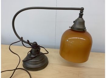 Desk Lamp With Amber Colored Shade