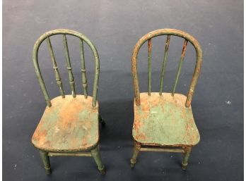 Pair Of 1940s-50s Vintage 20'KIDS CHILD Solid Wood Spindle Back Wooden Library School Play Student Study Chair