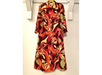 Vintage David Ramin Print Dress Size 14