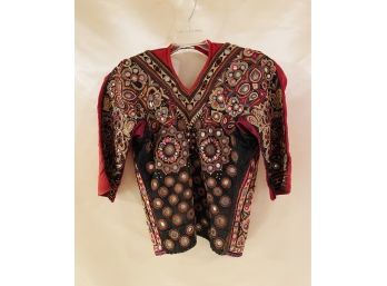Vintage Boho Indian Style Embroidered And Mirrored Backless Top-  S