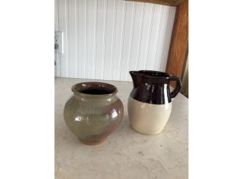 2  Pottery Ceramic Display Pieces .. One Is Roseville