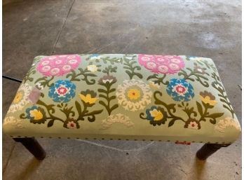 Embroidered Upholstered India Bench
