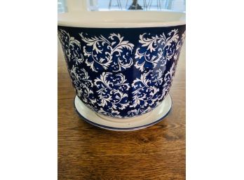 Blue & White Print Ceramic Planter