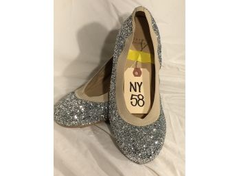 NY-58 - BRAND NEW Stuart Weitzman - Silver Glitter Flats - New New New - Size 38