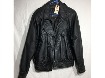 BB-123 - FANTASTIC Mens Wilson Black Leather Jacket  - Size Small - GREAT CONDITION !
