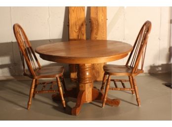 Sturdy Oak Table With 2 Chairs