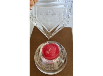 'Welcome To The Show' Baseball Plaque With Crystal Glass Baseball Candle
