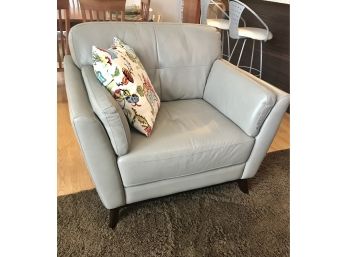 Beautiful Gray Italian Leather Accent Chair