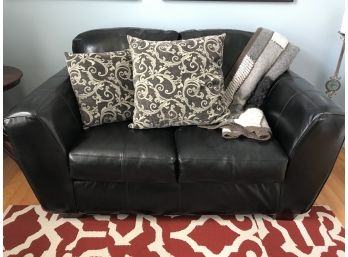 Nice Black Faux Leather Love Seat