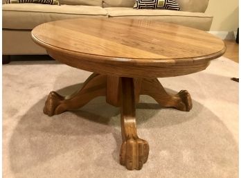 Unique Solid Oak Claw Foot Coffee Table