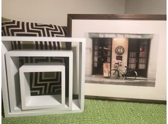 French Restaurant Framed Picture And 3 Multi Sized Shelves