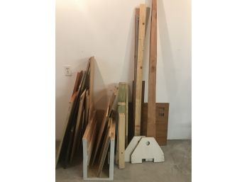 Lot Of Miscellaneous Scrap Wood With Holding Bin