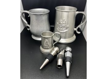 Wine And Spirits Items Including Pewter