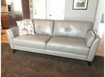 Stunning Gray Italian Leather Sofa