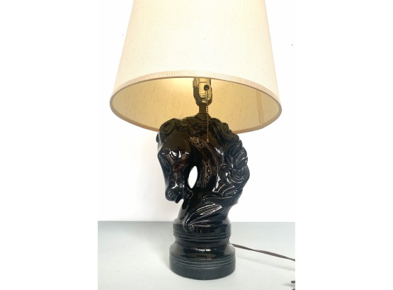Horse Head Lamp - Black Porcelain