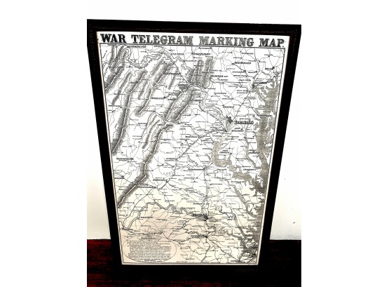War Telegraph Map Copy Framed - Washington DC Area