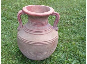 Large Red Clay Pottery Double Handle  Flower Vase