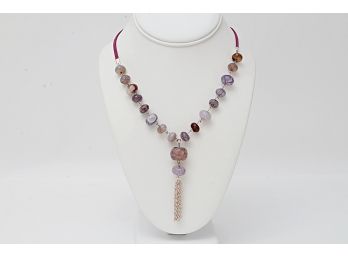 Crystal Bead Necklace With Sterling Clasp