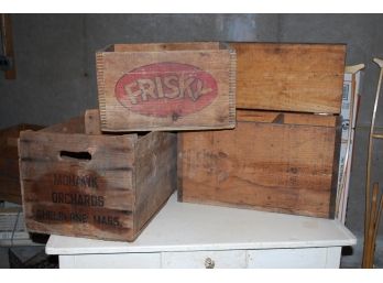 3 Vintage Fruit Boxes Or Crates