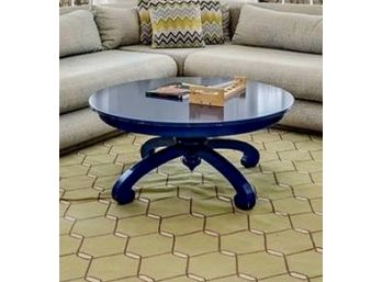 Blue Lacquer Round Coffee Table