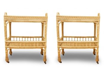 Gorgeous Serena & Lily South Seas Side Cart- A Pair (Retail $448 Each)