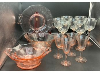 Pink Glass Lot ~ Wine Glasses & More ~