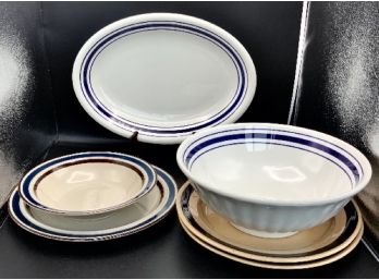 6 Pc Stoneware ~ 2 Bowls, 1 Platter & 3 Plates ~