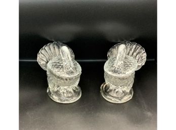 2 Covered Turkey Glass Dishes