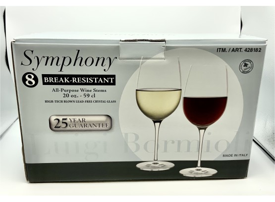 8 Symphony Break Resistant Wine Glasses - Signed Luigi Bormioli #40557390