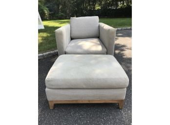 Crate And Barrel Upholstered Club Chair And Ottoman