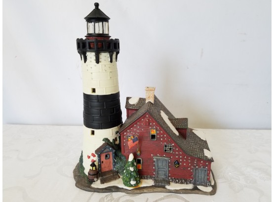 Hand Painted Porcelain Fiber Optic Christmas Lighthouse