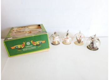 1967 Lanissa By Shiny Brite Clear Glass 3' Decorated Christmas Ornaments