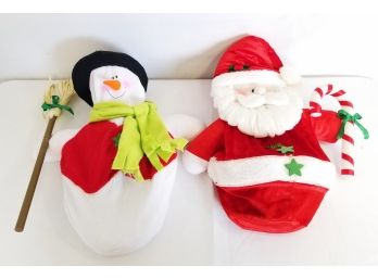 Twinkling Fiber Optic Plush Pop-up Christmas Snowman & Santa Figures