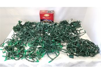 Eleven Sets Of Green & White Christmas String Lights