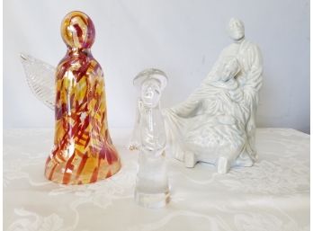 Assorted Holiday Glass Figurines - Angels  & Nativity