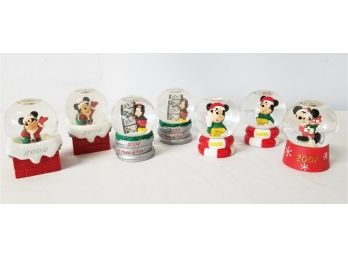Seven Limited Edition Disney Mickey Mouse Mini Christmas Snow Globes