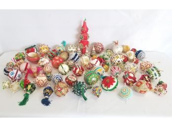 Vintage Handmade Beaded Sequined Christmas Ornaments #1