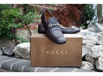 Gucci Men's Dark Cocoa Bettis Calf Bit Loafer, Size 11