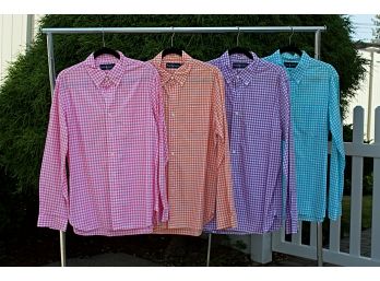 Four Ralph Lauren Checkerboard Plaid Shirts, Size Large