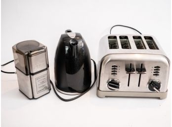 Four Slice Toaster, Hot Water Pot & Coffee Bean Grinder