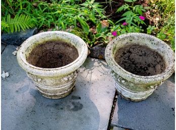 Pair Of Round Cement Planters