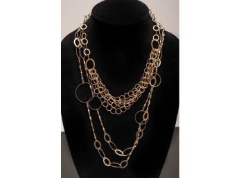 Two Fun Necklaces Gold Tone